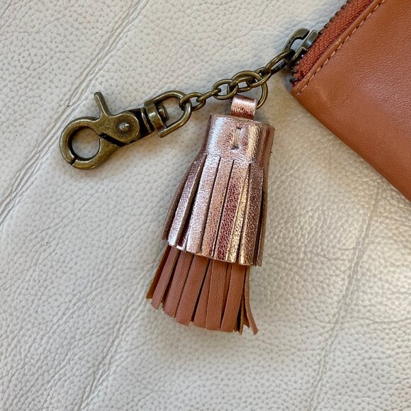 Anthropologie Miss Albright monogram C leather coin purse with zipper and tassle - Picture 2 of 8